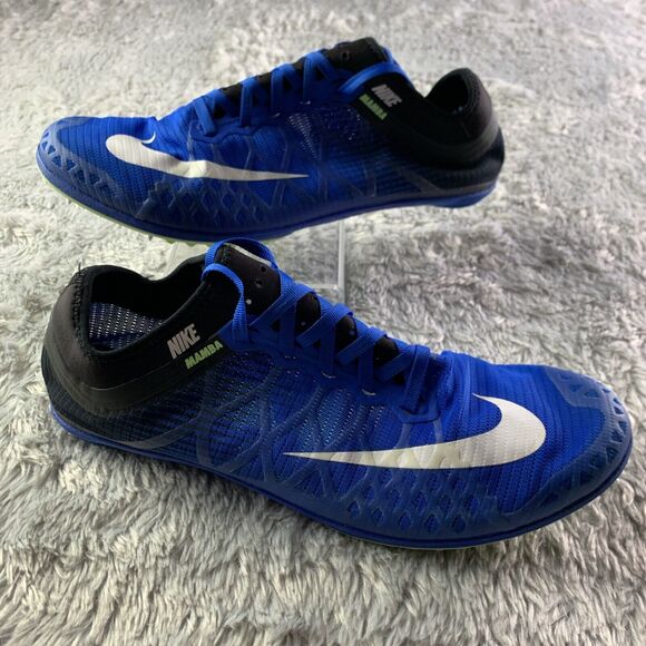 Nike Other - Nike Track Shoes Men 11 Blue White Black Green Zoom Mamba 3 Racing Spikes 706617